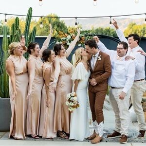 Classic elegance blush satin sleeveless mock neck maxi dress